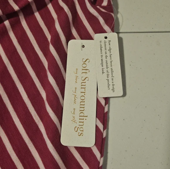 Soft Surroundings Fushia Striped Short Sleeve Tee Size Medium - Picture 7 of 14